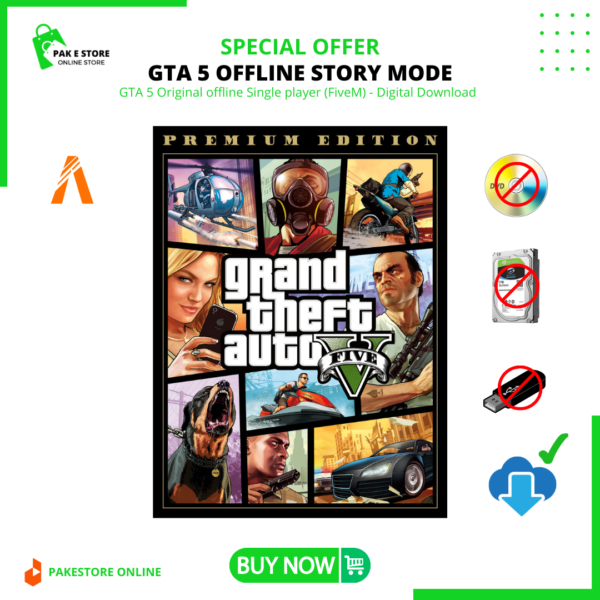 GTA 5 Orignal OFFLINE FIVEM  For Pcs & Laptops