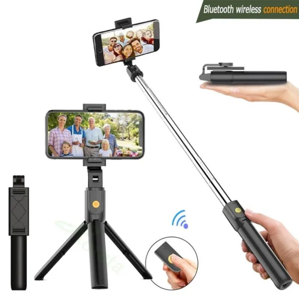 4-in-1 Wireless Bluetooth Selfie Stick & Mini Tripod with Remote Control - Image 3